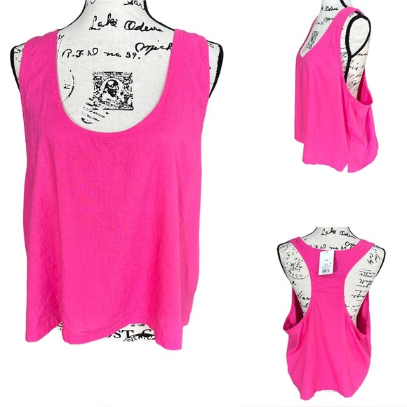 NWT Stars Above Pink Linen Rayon Crop Tank Top Size XXL - Picture 1 of 8